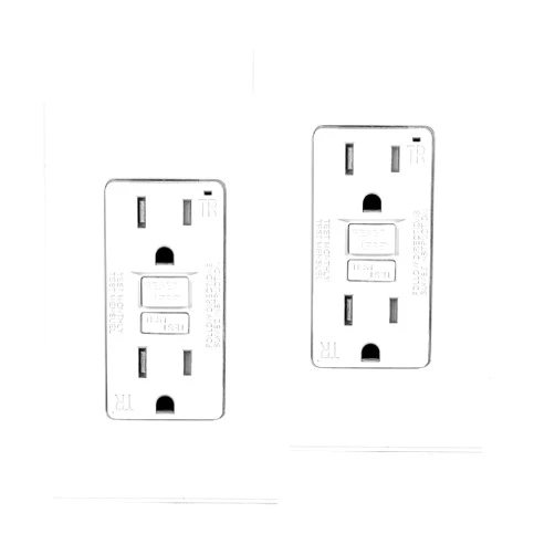 Coby 15 Amp GFCI Outlet, 5-15R Narrow Design GFI Dual Receptacle, TR Tamper Resistant with LED Indicator, with Wall Plate, UL Listed (Pack of 2)