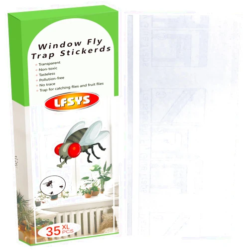 LFSYS 35 XL Pack Window Fly Traps, Fruit Fly Traps for Indoors, Fly Paper Sticky Strips, Fly Traps for Indoors Clear