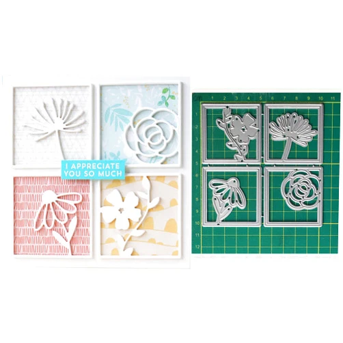 Mvchifay Cutting Dies Metal Stencils Scrapbooking Tool DIY Craft Carbon Steel Embossing Template for Paper Card Making (Four Palace Flowers-10.3x10.3cm)