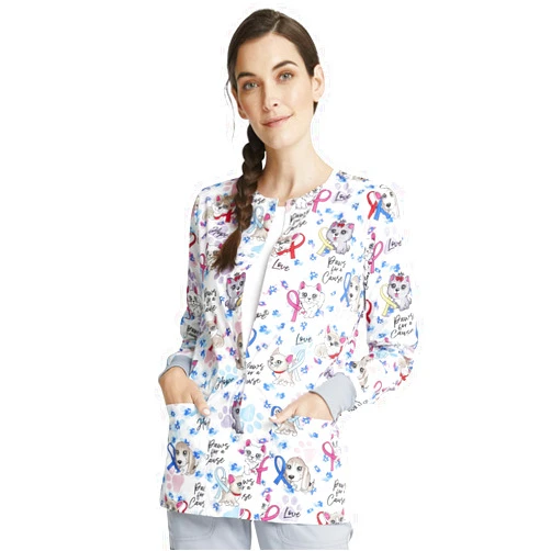 Cherokee Prints Women Warm Up Scrubs Jacket Snap Front CK301