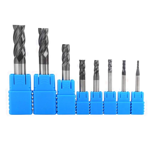 ANKROYU 8pcs 2-12mm CNC Square Nose End Mills Set, Tungsten Carbide End Mill Bits, 4 Flutes Carbide End Mill Set Tungsten Steel Milling Cutter Tool Kit for High Speed Milling