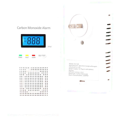 WESHLGD Carbon Monoxide Detectors, AC-Plug-in CO Detector with Battery Backup, CO Level Monitoring Alarm with Voice & LCD Display for Home/Kitchen/Bedroom - 1 Pack