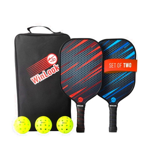 JP WinLook Premium Pickleball Paddles Set of 2 – Fiberglass Pickle Ball Rackets - for Women & Men - for Indoor or Outdoor - Professional Pickleball Racquets, Pickleballs, Bags & Equipment