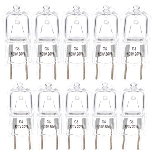 Simba Lighting Halogen Light Bulb G8 T4 20W JCD Bi-Pin (10 Pack) Shorter 1-3/8