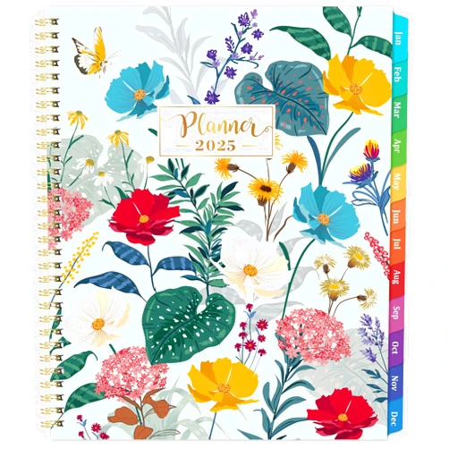 Youthamazing 2025 Planner - 2025 Weekly & Monthly Planner, Jan.2025 - Dec.2025, Calendar/Planner 2025, 9” × 11”, Back Pocket, Colorful Tabs,Twin-wire Binding
