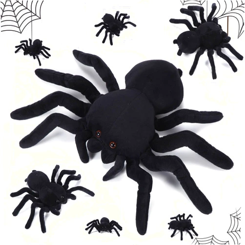 Shappy 7 Pcs Black Spider Stuffed Animal 1 Giant Mommy Spider Stuffed Animal with 6 Realistic Plush Baby Spiders Plush Spider Pillow Toy Set for Halloween Funny Prank Toy