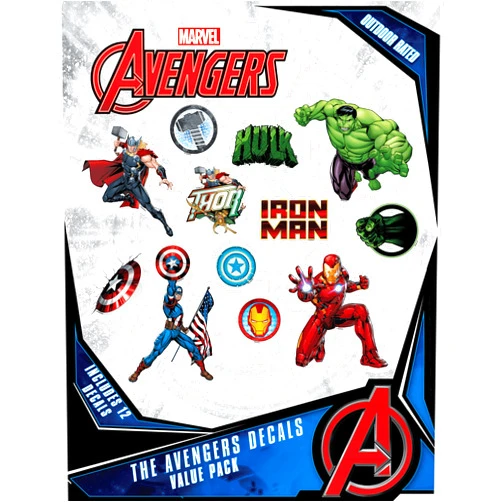 WALL PALZ Marvel Avengers Vinyl Decals - Set of 12 Outdoor Rated Stickers for Car, Laptop, Computer, Water Bottle - Hulk, Captain America, Iron Man, Thor