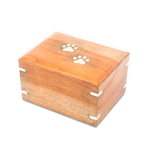 ZIYA Wooden Large Cremation Pet Urn for Dog and Cat Ashes Box | Handmade Wood Memorial Pet Urn | Brass Paws Inlaid | Pet Memorial | Funeral Urns for Pet Ashes | Memory Box up to 170 Pounds