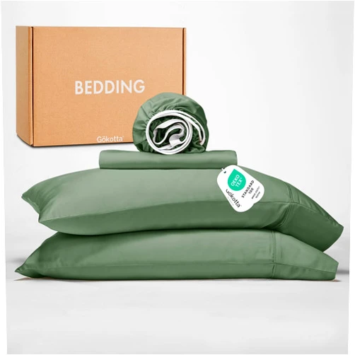 GOKOTTA California King Sheet Sets by Gokotta, 100% Rayon Derived from Bamboo Sheets California King Size, Soft Breathable Sheets, 16” Deep Pocket Cal King Sheets With Elastic Corner Straps, Moisture Wicking