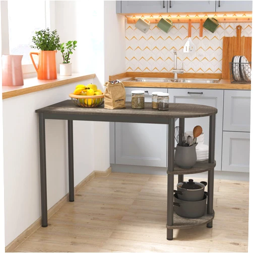 Elephance Small Dining Table/Kitchen Table with Storage, Multifunctioal Workstation Desk for Dining Room, Living Room, Bistro.(Black Oak)