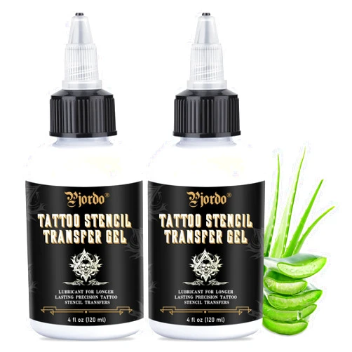 Pjordo 2PCS Tattoo Stencil Transfer Gel Solution, 8oz Tattoo Transfer Gel for Stickers Paper, Stencil Magic Cream for Tattoo Artists & Beginners, Temporary Supplies