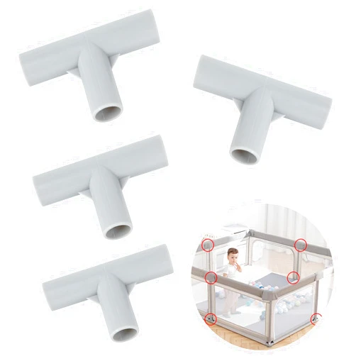 Wiojtry T-Shaped Joint for Baby Playpen Parts, Baby Playpen Accessories for Baby Play Yard Baby Playpen Replacement Connectors, 4 Pcs Diameter1.9cm