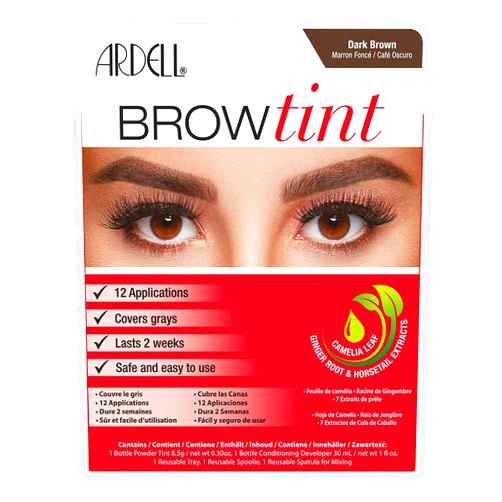 Ardell Brow Tint Kit Dark Brown - Semi-Permanent Eyebrow Dye, Long-Lasting Brow Color with Natural Extracts, Complete Eyebrow Tint Set, 1 Pack