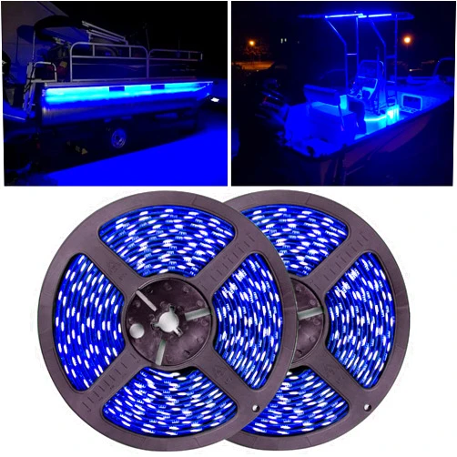 Seaponer Marine Led Strip Lights, Pontoon Light Strip for Jon Bass Boat Sailboat Kayak, Marine Led Lights for Boats Deck Light Light Courtesy Interior Lights Fishing Night, 12v, 10m(32.8ft) (blue)