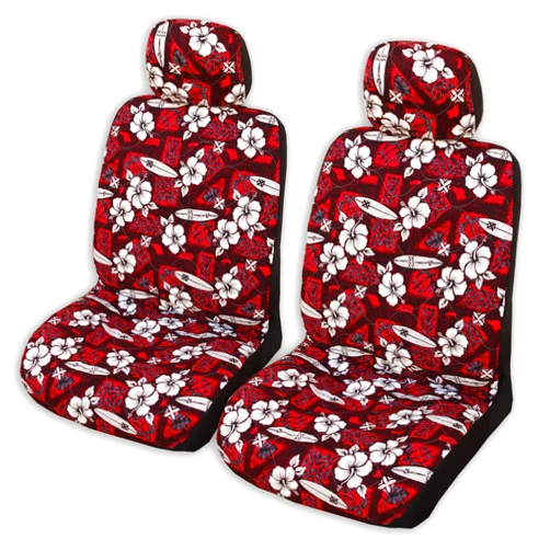 Winnie Fashion Hawaiian Car Seat Covers (Hibiscus Surf Red, Regular No Customization)