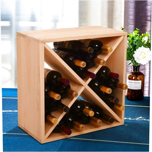 Generic 24-Bottle Compact Cellar Cube Wine Rack Brown Modern Contemporary Wood