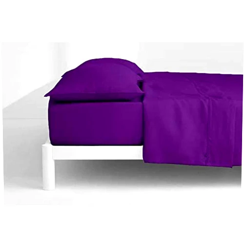 FlyCotton 100% Pure Organic Sheets Ultra Soft Plush & Long Lasting Purple Sheet Set 800 Thread Count fit Mattress 14'' Deep Pocket, Lightweight Queen Size 4 Piece Bedding Sheet Set with 2 Pillowcases