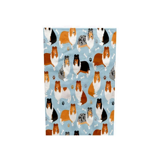 3dRose Rough Collie Paws and Bones Dog Pattern 15x22 Hand Towel
