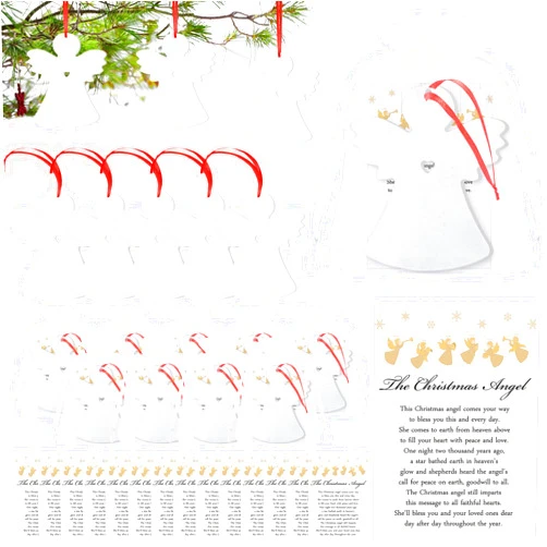 Barydat 12 Sets Christmas Wooden Angel Ornaments Included Angel Christmas Tree Hanging Decorations Gift Cards and Organza Bag White Pray Sign for Craft Xmas Tree Fireplace