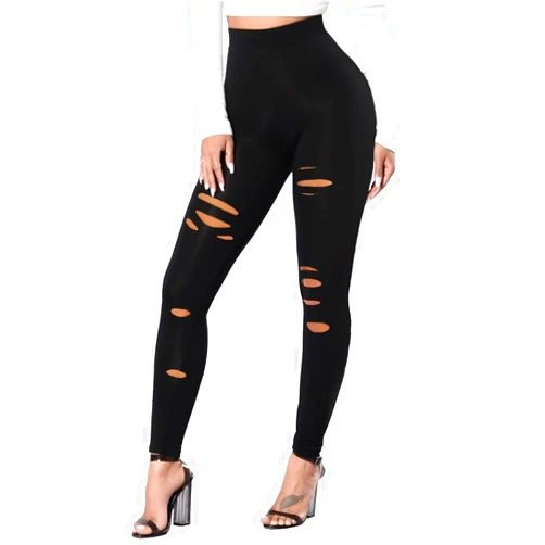 MOREFEEL Ripped Leggings for Women-High Wisted Leggings for Women Tummy Control Cutout Yoga Pants