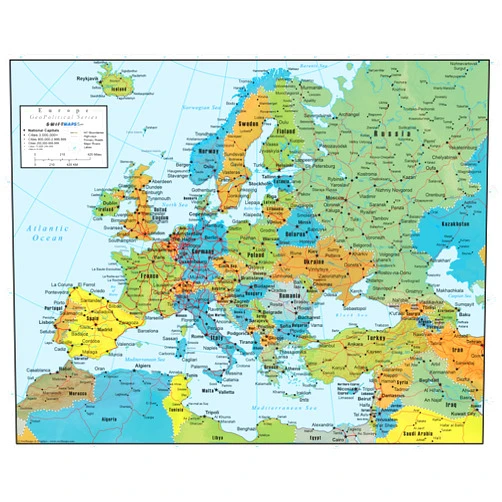 By Swiftmaps (Contributor) Europe Wall Map GeoPolitical Edition by Swiftmaps (18x22 Laminated)