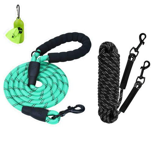 Taglory 15FT Long Dog Leash and 4 FT x 1/2 inch Rope Dog Leash, Recall Training Leash with 2 Swivel Hooks for Large Medium Small Dogs Walking, Camping, or Backyard