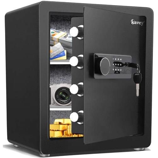 Kavey 2.0 Cub Safe Box, Home Safe with Backlit Touch Screen Keypad and Dual Alarm System, Money Safe With Mute Function and LED Light, Safe for Home Hotel Office