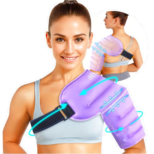 REVIX 3D Sewing Shoulder Ice Pack for Shoulder Rotator Cuff, Hot and Cold Compression for Shoulder Pain Relief, Bursitis, Tendinitis & Surgery, Gel Ice Packs for Shoulders Injuries Reusable, Purple