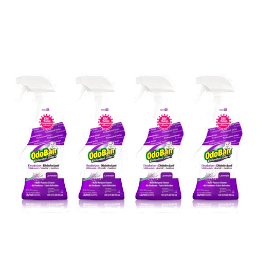 OdoBan Professional Disinfectant and Odor Eliminator Ready-to-Use Spray, 4-Pack, 32 Ounces Each, Lavender Scent