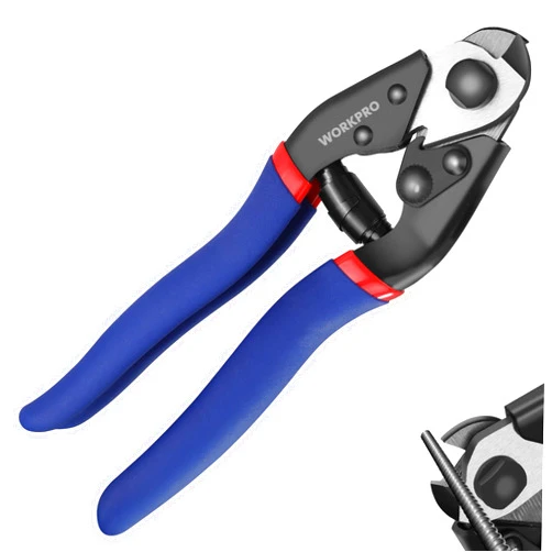 WORKPRO Cable Cutter, 7-1/2 inch Heavy Duty Wire Rope Cutter, Chrome Vanadium Steel Jaw, for Hard Wire Ropes, Steel Wires And Aircraft Cables