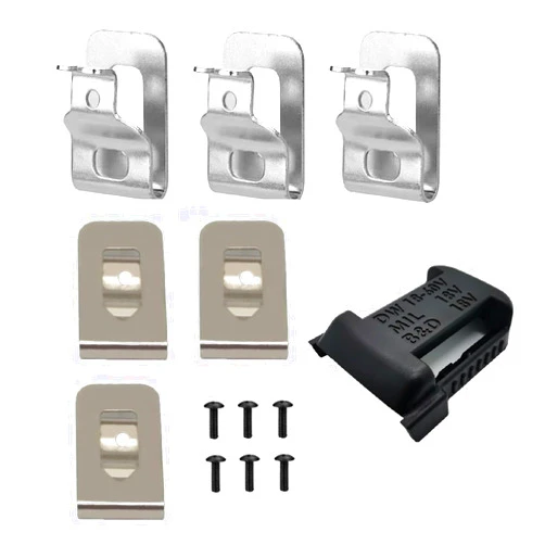 RF REENFAYA 6Pack Belt Clips for Dewalt, Fit for 20V Power Tools DCD980 DCD985 DCD980L2 DCD985L2,304 Stainless Steel Drill Tool Clips Hook Kit with Screws for Dewalt N268241 includes Battery Holder (6)