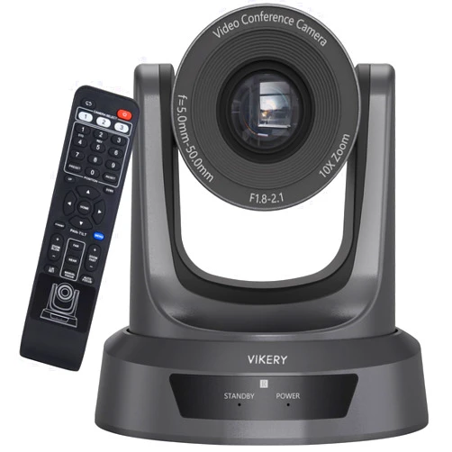 Vikery USB PTZ Streaming Camera 10x Optical Zoom,USB Conference Room Camera with Remote Control, 1080P Live Streaming Camera for Church Meetings Education& USB Plug-and-Play (10X-USB)