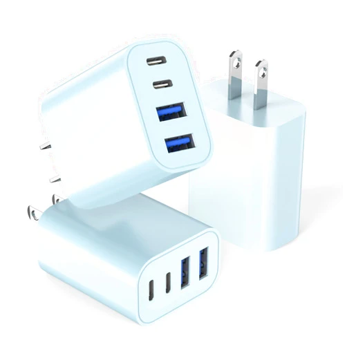 Dazana 40W iPhone 17 Fast Charger Block,3Pack 4-Port USB C Charging Blocks QC Wall Plug+PD 3.0 Power Adapter Multiport Apple USB C Charging Plug for iPhone 17/Air/Pro/16/16e/15/15 Pro Max/14/13/12/iPad(Blue)