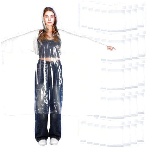 Berlune 40 Pcs Disposable Rain Ponchos Bulk for Adults Emergency Disposable Ponchos Family Pack with Hood Waterproof Raincoat