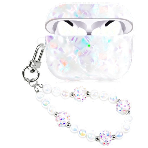 Casililor Cute Case for Airpod Pro with Pearl Lanyard Girly Cover Compatible with AirPods Pro 1st Generation (2019) Shell for Women