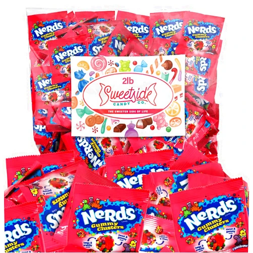 SWEETSIDE CANDY CO. Nerds Gummy Cluster, 2lb Nerds Gummy Clusters Bulk, nerd clusters bulk candy individually wrapped, Perfect for Gummy Candy Lovers, Satisfy your sweet cravings with this delightful nerds candy