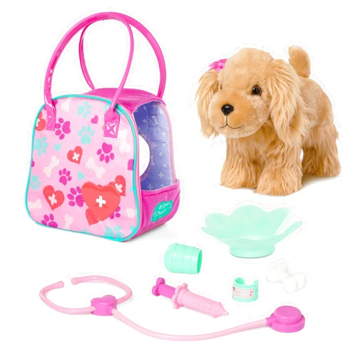 Pucci Pups – Plush Cocker Spaniel – Stuffed Animal – Carrier Bag – Stethoscope, Cast & More – Kids 3 Years + – Cocker Spaniel & Vet Care Carrier