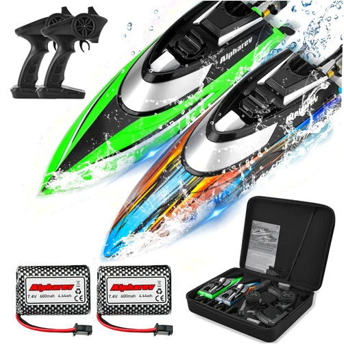 ALPHAREV RC Boat with Case R308MINI 2 Packs 20+ MPH Remote Control Boat for Pools and Lakes, 2.4 GHZ RC Boats for Adults and Kids