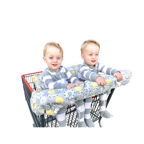 Twinventions Twin Double Shopping Cart Cover for Baby Siblings with Carrying Case. Guaranteed to Fit Wholesale Warehouse Grocery Stores Like Costco SAMS Club (Gray Medallion)