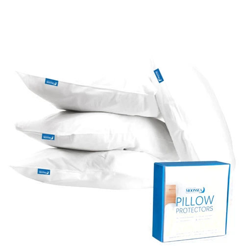 Moonsea Waterproof Pillow Case Protector with Zipper 4 Pack Standard Size 20 x 26 inch White Pillow Protectors Feather Proof Pillow Covers Encasement Pillow Case