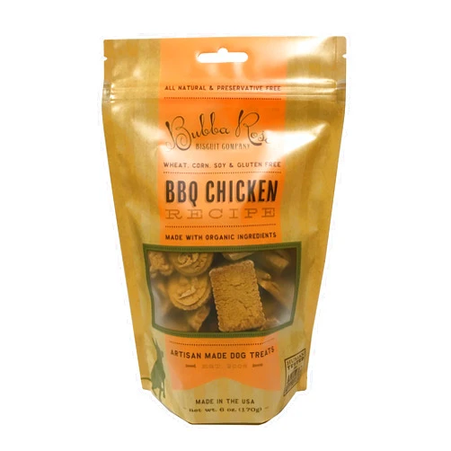 Bubba Rose Biscuit Co. - Chicken Dog Biscuits - BBQ Chicken B.B.Q. 6.5 oz. Bag - Allergy Friendly, Wheat, Corn, Soy & Gluten-Free Dog Treats, Made in The USA