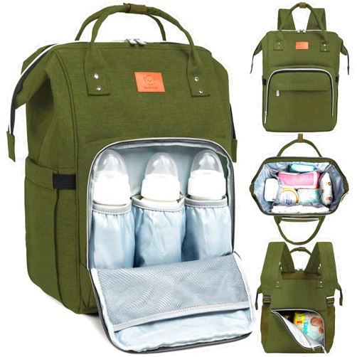 KeaBabies Baby Diaper Bag Backpack - Baby Bag for Boys, Girls, Waterproof Multi Function Baby Backpack, Large Diaper Bags for Baby Girl, Baby Boy, Travel Diaper Bag with Changing Pad(Dark Olive)