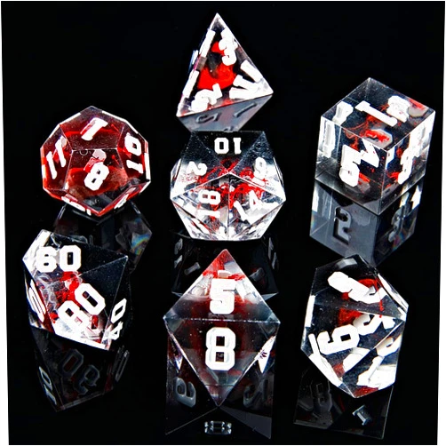 AiErBQ Sarp Edge DND Dice Set Handmade 7 Pieces Dice for Dungeons and Dragons TRPG Games Multi-Sided RPG Polyhedral Resin Sharp Edge Dice Roleplaying Games MTG dice D20 D12 D10 D8 D6 D4