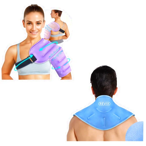 REVIX 3D Sewing Shoulder Ice Pack and XL Neck Ice Pack for Injuries Reusable