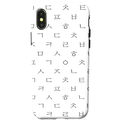 Korean Alphabet Hangul Style Fashion iPhone X/XS Korean Hangul Alphabet Characters Pattern Art (White) Case