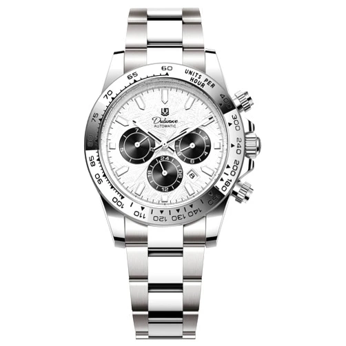 Minskolei Shield Automatic Watches for Men Mechanical Automatic Winding Movement Sports Chronograph Bezel Featuring Week 24-Hour and Month Sub-Dials Date 3ATM WaterResistant Wristwatches