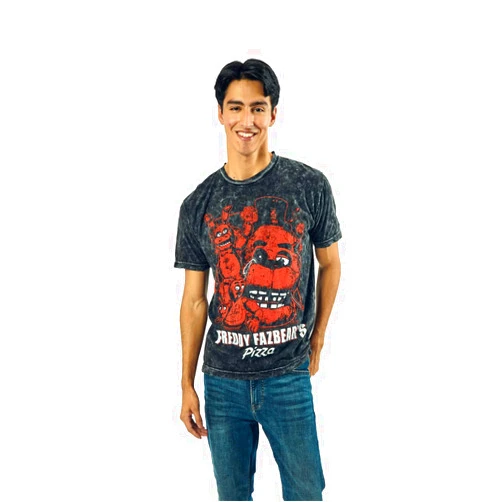 Bioworld Five Nights at Freddy's Oversized Freddy Fazbear's Pizza Graphic Crew Neck Short Sleeve Men's Black T-Shirt