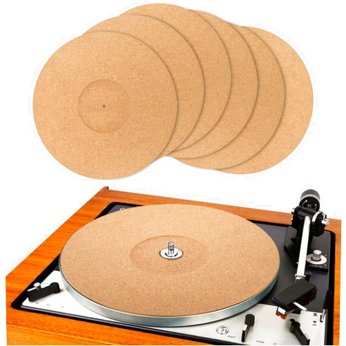 ZOOFOX 6 Pack Turntable Mats, Vintage Recessed Platter Slipmat for Vinyl Record Player, Professional Tuning Equipment Improve Sound, Cork Record Mat for Standard 12