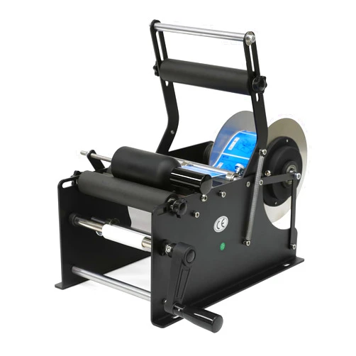 ZONEPACK Upgraded Manual Labeling Machine Label Applicator Bottle Labeler Sticker Label Printer Packing Machine with Handle for Round Glass Plastic Metal Bottle etc…