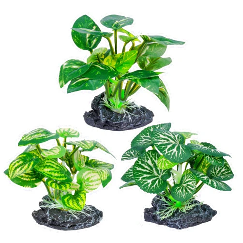 Ameliade Aquarium Plants Fish Tank Decorations Betta Silk Leaf Pad Hammock Cichlid Hides Decor Small Fish Bowl Accessories Ornaments Turtle Reptiles Axolotl Artificial Plants (3 PCS)